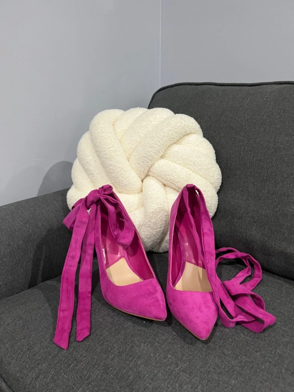 Hot pink suede heels